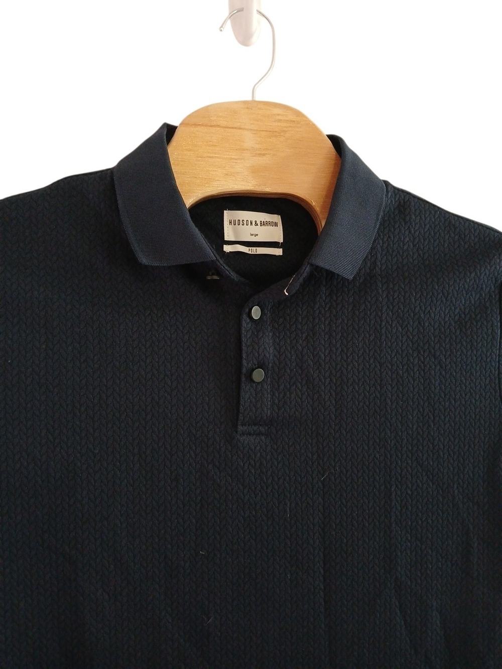 Hudson & Barrow Textured Polo Dark Navy Blue Mens‎ Large